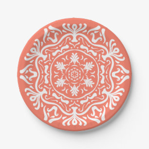 Plato De Papel Papaya Mandala