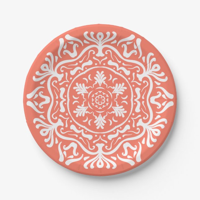 Plato De Papel Papaya Mandala (Anverso)