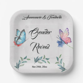 Plato De Papel Papel acuático rosa y azul