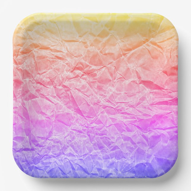 Plato De Papel Papel arcoiris arrugado (Anverso)