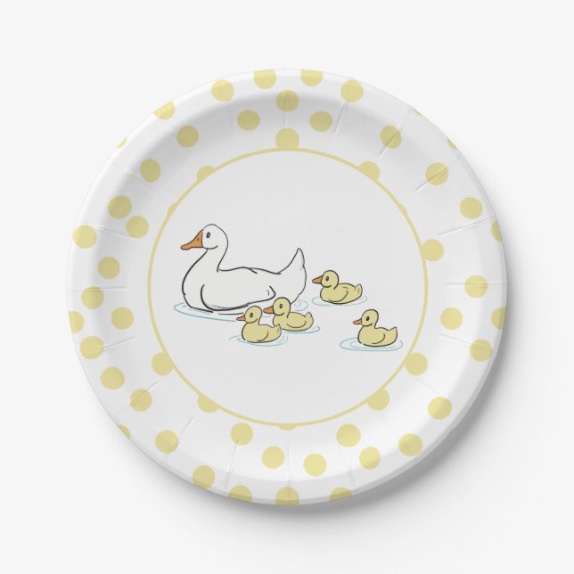 Plato De Papel Papel Baby Shower de pato y bollos madre (Anverso)