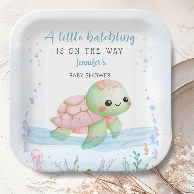 Plato De Papel Papel Baby Shower de Sea Turtle Hatching Boy (Subido por el creador)