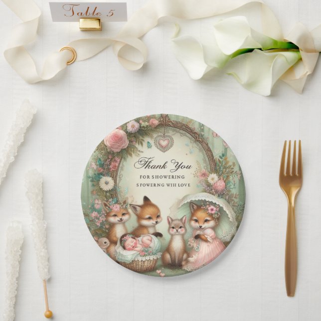 Plato De Papel Papel Baby Shower Placas animales preciosos (Boda)