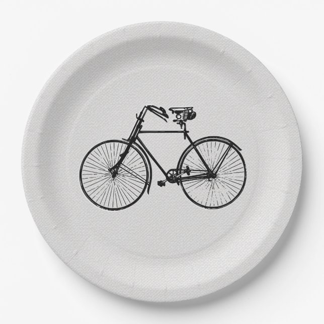 Plato De Papel Papel    bicicleta de plaqueta blanco negro (Anverso)