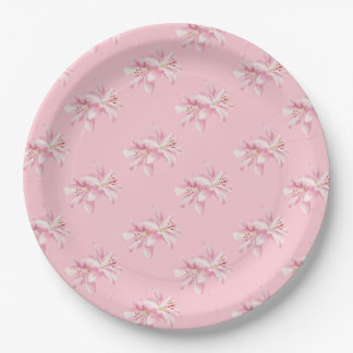 Plato De Papel Papel con estampado floral rosa