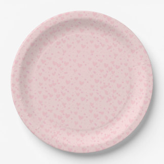 Plato De Papel Papel con patrón de corazones rosados de amor