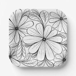 Plato De Papel Papel cuadrado de Petals de juego