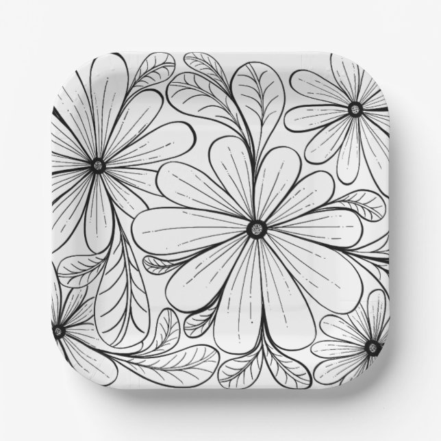 Plato De Papel Papel cuadrado de Petals de juego (Anverso)