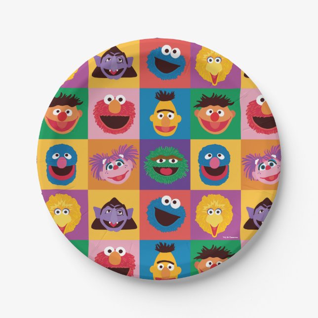 Plato De Papel Papel de ajuste de Elmo y Amigos (Anverso)