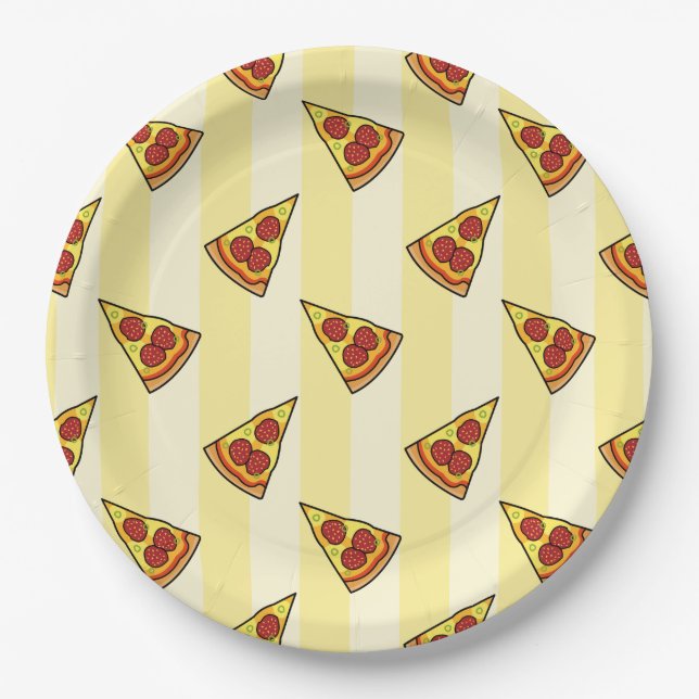 Plato De Papel Papel de ajuste del patrón Pizza (Anverso)