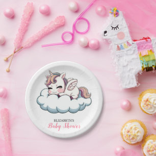 Plato De Papel Papel de Baby Shower Sweet Fantasy Unicorn