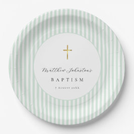 Plato De Papel Papel de Bautismo Neutro de Género Verde