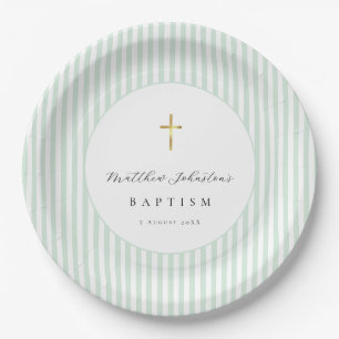 Plato De Papel Papel de Bautismo Neutro de Género Verde