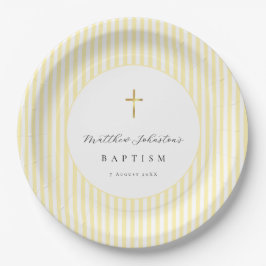 Plato De Papel Papel de Bautizo Neutro de Género Amarillo 