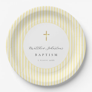 Plato De Papel Papel de Bautizo Neutro de Género Amarillo