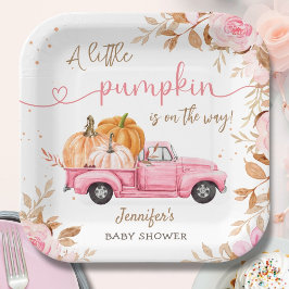 Plato De Papel Papel de camión rosado para calabaza Baby Shower F