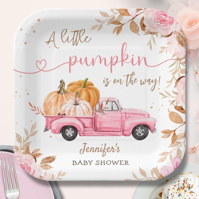 Plato De Papel Papel de camión rosado para calabaza Baby Shower F (Subido por el creador)