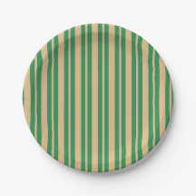 Papel de Celebración de Raya Verde Beige Clásico