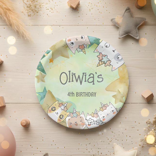 Plato De Papel Papel de cumpleaños de caticorn mágico (Subido por el creador)