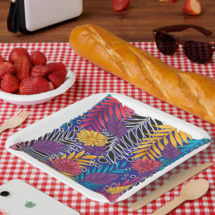 Plato De Papel Papel de envoltura colorido con flores creativas