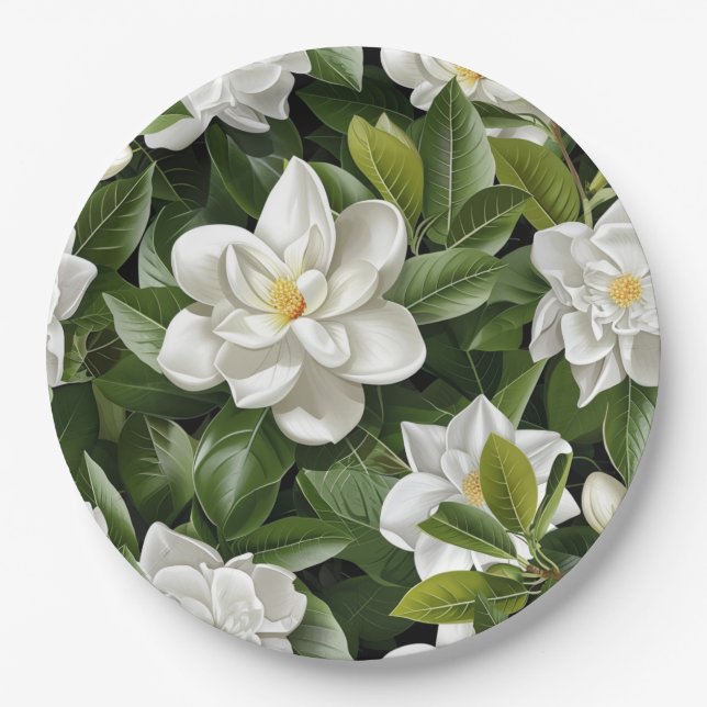 Plato De Papel Papel de Envoltura de Flores de Gardenia (Anverso)