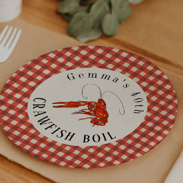 Plato De Papel Papel de Fiesta de mariscos Red Gingham Crawfish
