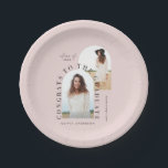 Plato De Papel Papel de graduación de arco de fotos geométricas m<br><div class="desc">Tipografía geométrica moderna elegante color pastel natural 2 foto arco graduación rosa</div>