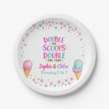 Papel de helado doble de cumpleaños conjunto
