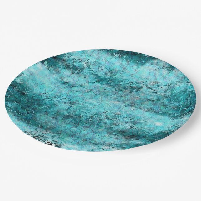 Plato De Papel Papel de neón azul crudo (Angular)