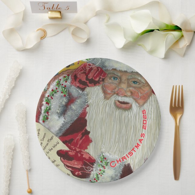 Plato De Papel Papel de Santa Claus Placa Navidades personalizado (Boda)