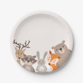 Plato De Papel Papel de Woodland Plates Bebé ducha Animales Oso F