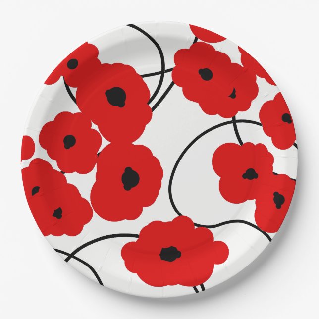 PLATO DE PAPEL PAPEL ELEGANTE PLATE_MODERN REDPOPPIES (Anverso)