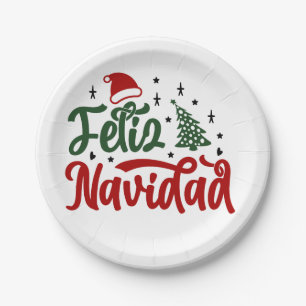 Plato De Papel Papel Feliz Navidad