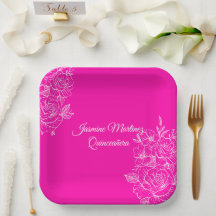 Papel floral elegante fucsia rosa y blanco