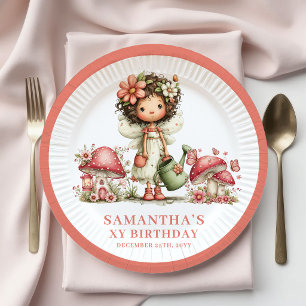 Plato De Papel Papel Floral Rosa Pastel Cumpleaños 3º Hada Dulce