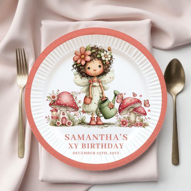 Plato De Papel Papel Floral Rosa Pastel Cumpleaños 3º Hada Dulce (Sweet Fairy 3rd Birthday Pastel Pink Floral Paper Plates)