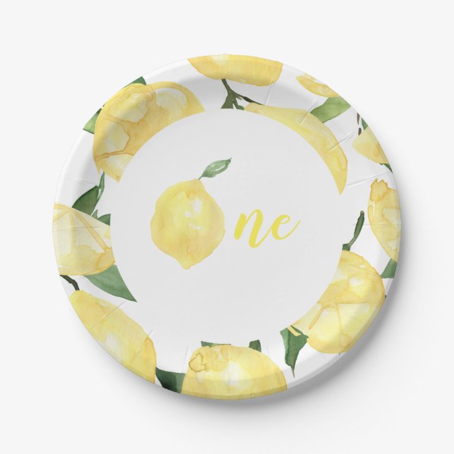 Plato De Papel Papel limón Plantas Citrus de primer cumpleaños li (Anverso)