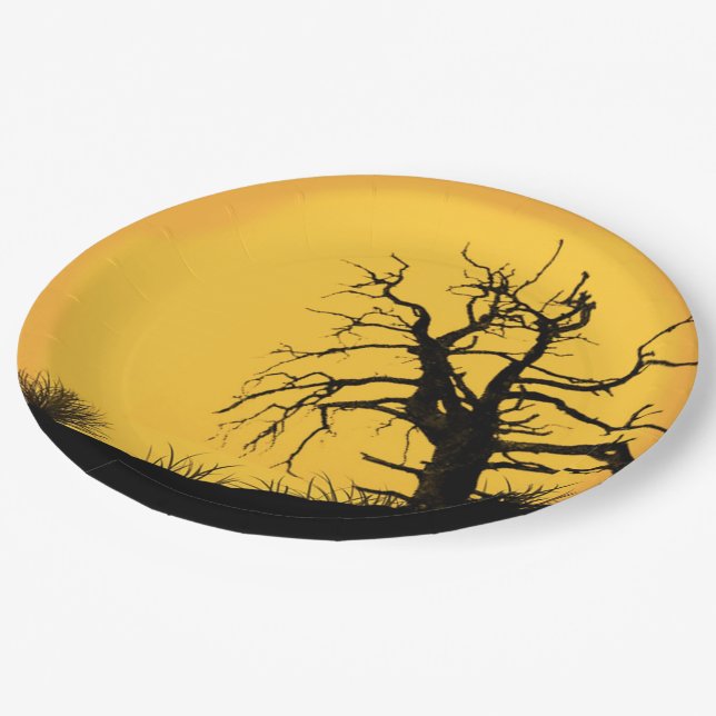 Plato De Papel Papel lunar espeluznante de Halloween (Angular)