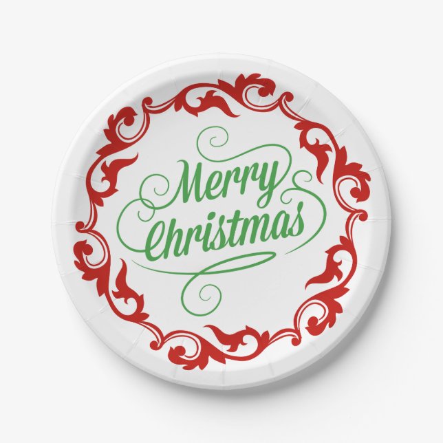 Plato De Papel Papel navideño Merry Plates (Anverso)