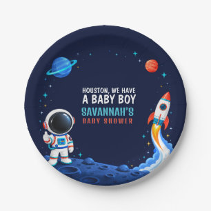 Plato De Papel Papel para Baby Shower de Niño Outer Space Houston