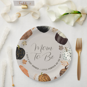 Plato De Papel Papel para Baby Shower de Otoño para futura Mamá P