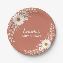 Papel para Baby Shower Terracota con Margaritas