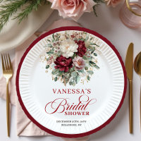 Papel para Desayuno Nupcial Floral de Burdeos Herm