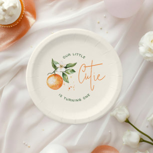 Plato De Papel Papel para fiesta de cumpleaños de naranja cítrico