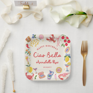 Plato De Papel Papel personalizado de cumpleaños italiano Ciao Be