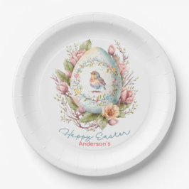 Plato De Papel Papel personalizado del huevo de pascua floral fel