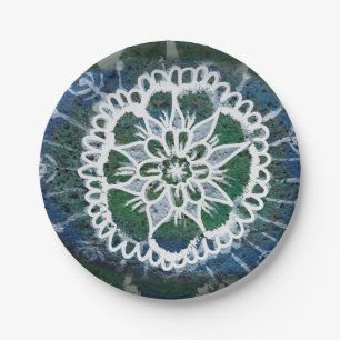 Plato De Papel Papel Personalizado Edelweiss Placas Mandala azul