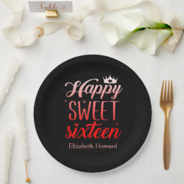 Plato De Papel Papel personalizado Sweet 16