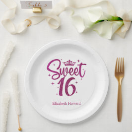 Plato De Papel Papel personalizado Sweet 16