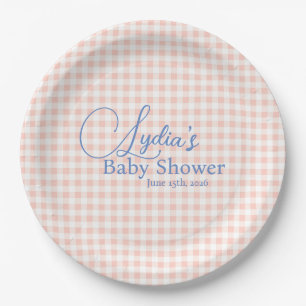 Plato De Papel Papel pintado de cuadros gingham rosa melocotón